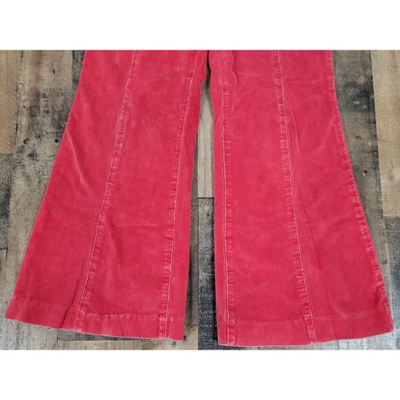 Free‎ People Retro Hippie Soft Curvy Low Rise Corduroy Red Flare Pants Womens 27 - Picture 3 of 16